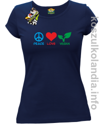 Peace Love Vegan - Koszulka damska granat