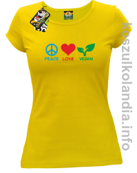 Peace Love Vegan - Koszulka damska żółta 
