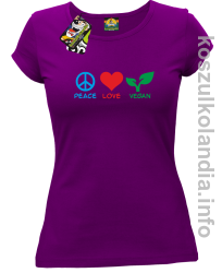 Peace Love Vegan - Koszulka damska fiolet 