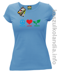 Peace Love Vegan - Koszulka damska błękit 