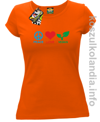 Peace Love Vegan - Koszulka damska pomarańcz 