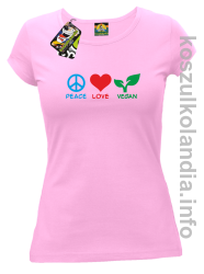 Peace Love Vegan - Koszulka damska jasny róż 