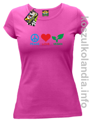 Peace Love Vegan - Koszulka damska fuchsia 