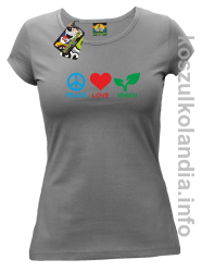 Peace Love Vegan - Koszulka damska szara 