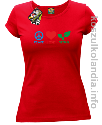Peace Love Vegan - Koszulka damska czerwona 