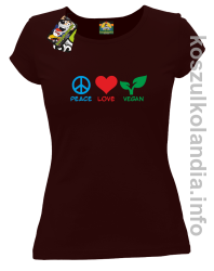 Peace Love Vegan - Koszulka damska brąz 