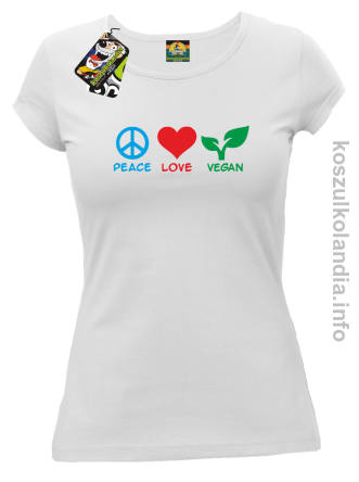 Peace Love Vegan - Koszulka damska  biała 