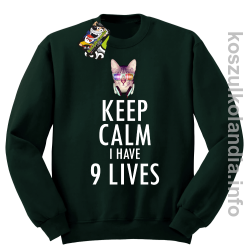Keep Calm i Have 9 Lives Cat Disco - Bluza męska standard bez kaptura butelkowa 