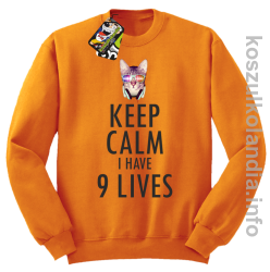 Keep Calm i Have 9 Lives Cat Disco - Bluza męska standard bez kaptura pomarańcz 