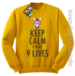 Keep Calm i Have 9 Lives Cat Disco - Bluza męska standard bez kaptura żółta 