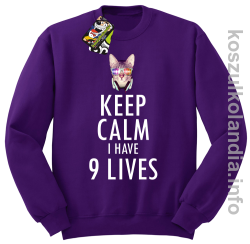 Keep Calm i Have 9 Lives Cat Disco - Bluza męska standard bez kaptura fiolet 