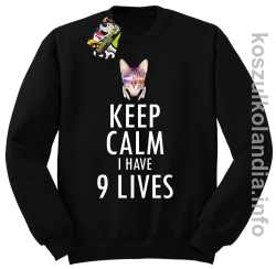 Keep Calm i Have 9 Lives Cat Disco - Bluza męska standard bez kaptura czarna 