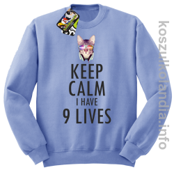 Keep Calm i Have 9 Lives Cat Disco - Bluza męska standard bez kaptura błękit 