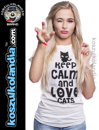 Keep Calm and Love Cats Black Filo z nadrukiem t-shirt