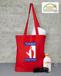 Tommy Middle Finger - torba bawełniana - czerwona
