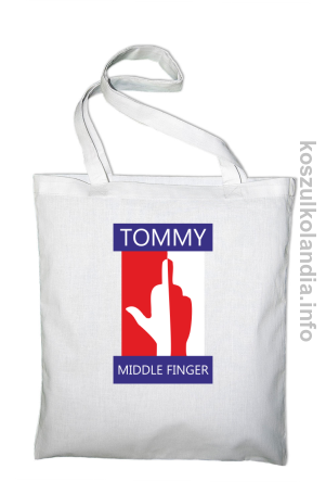 Tommy Middle Finger - torba bawełniana - biała
