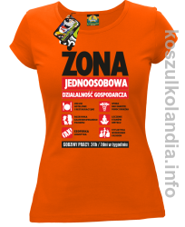 Żona - Jednoosobowa działalność gospodarcza - koszulka damska - pomarańczowa