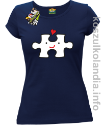 Puzzle love No1 - koszulka damska - granatowa