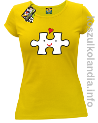 Puzzle love No1 - koszulka damska - żółta