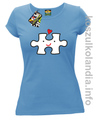 Puzzle love No1 - koszulka damska - błękitna