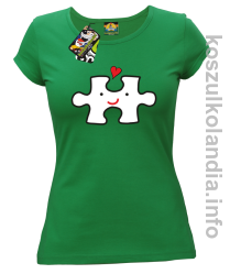 Puzzle love No1 - koszulka damska - zielona