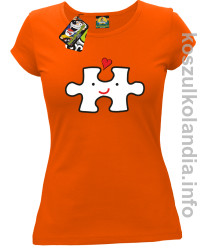 Puzzle love No1 - koszulka damska - pomarańczowa