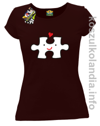 Puzzle love No1 - koszulka damska - brązowa