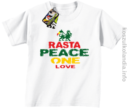 Rasta Peace ONE LOVE -  Koszulka dziecięca - biała