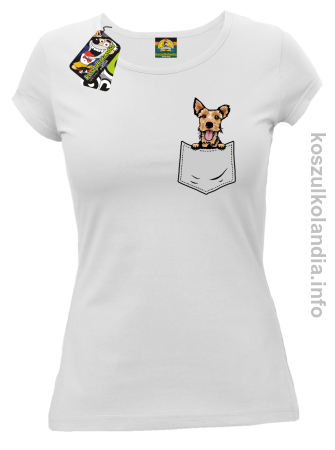 Welsh Terrier w kieszonce - koszulka damska