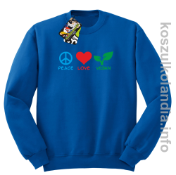 Peace Love Vegan - Bluza męska standard bez kaptura niebieska 