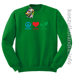 Peace Love Vegan - Bluza męska standard bez kaptura zielona 