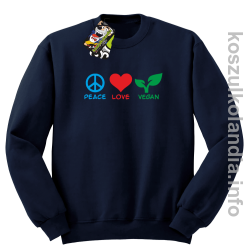 Peace Love Vegan - Bluza męska standard bez kaptura granat