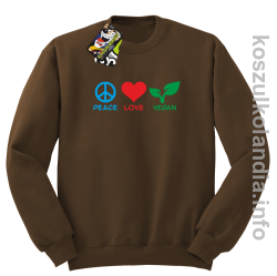 Peace Love Vegan - Bluza męska standard bez kaptura brąz 