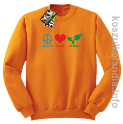Peace Love Vegan - Bluza męska standard bez kaptura pomarańcz 