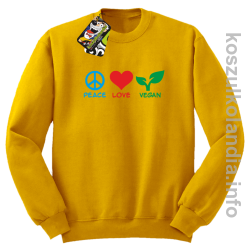 Peace Love Vegan - Bluza męska standard bez kaptura żółta 