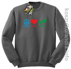 Peace Love Vegan - Bluza męska standard bez kaptura szara 