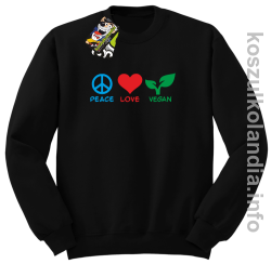 Peace Love Vegan - Bluza męska standard bez kaptura czarna 