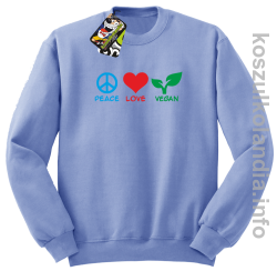 Peace Love Vegan - Bluza męska standard bez kaptura błękit 