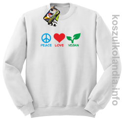 Peace Love Vegan - Bluza męska standard bez kaptura biała 