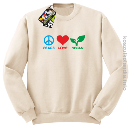 Peace Love Vegan - Bluza męska standard bez kaptura beżowa 