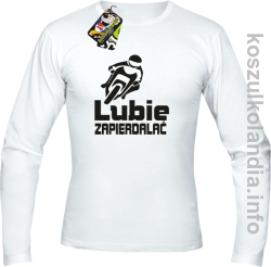 Lubię zapierdalać Motocyklista -Longsleeve męski - biały