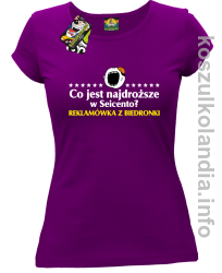 Co jest najdroższe w Seicento Reklamówka z Biedronki - koszulka damska - fioletowa