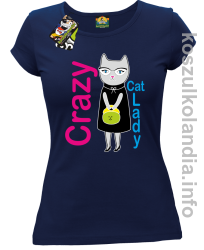 Crazy CAT Lady - Koszulka damska granat
