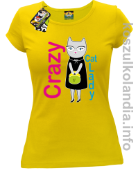 Crazy CAT Lady - Koszulka damska żółta 