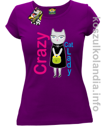 Crazy CAT Lady - Koszulka damska fiolet 