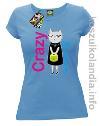 Crazy CAT Lady - Koszulka damska błękit 