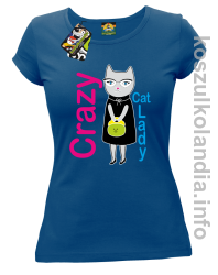 Crazy CAT Lady - Koszulka damska niebieska 