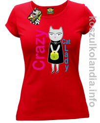 Crazy CAT Lady - Koszulka damska czerwona 