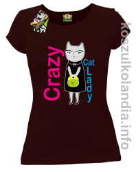 Crazy CAT Lady - Koszulka damska brąz 