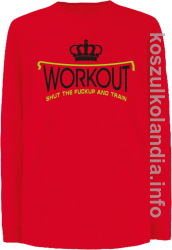 Workout shut the FUCKUP and train - longsleeve dziecięcy - czerwona